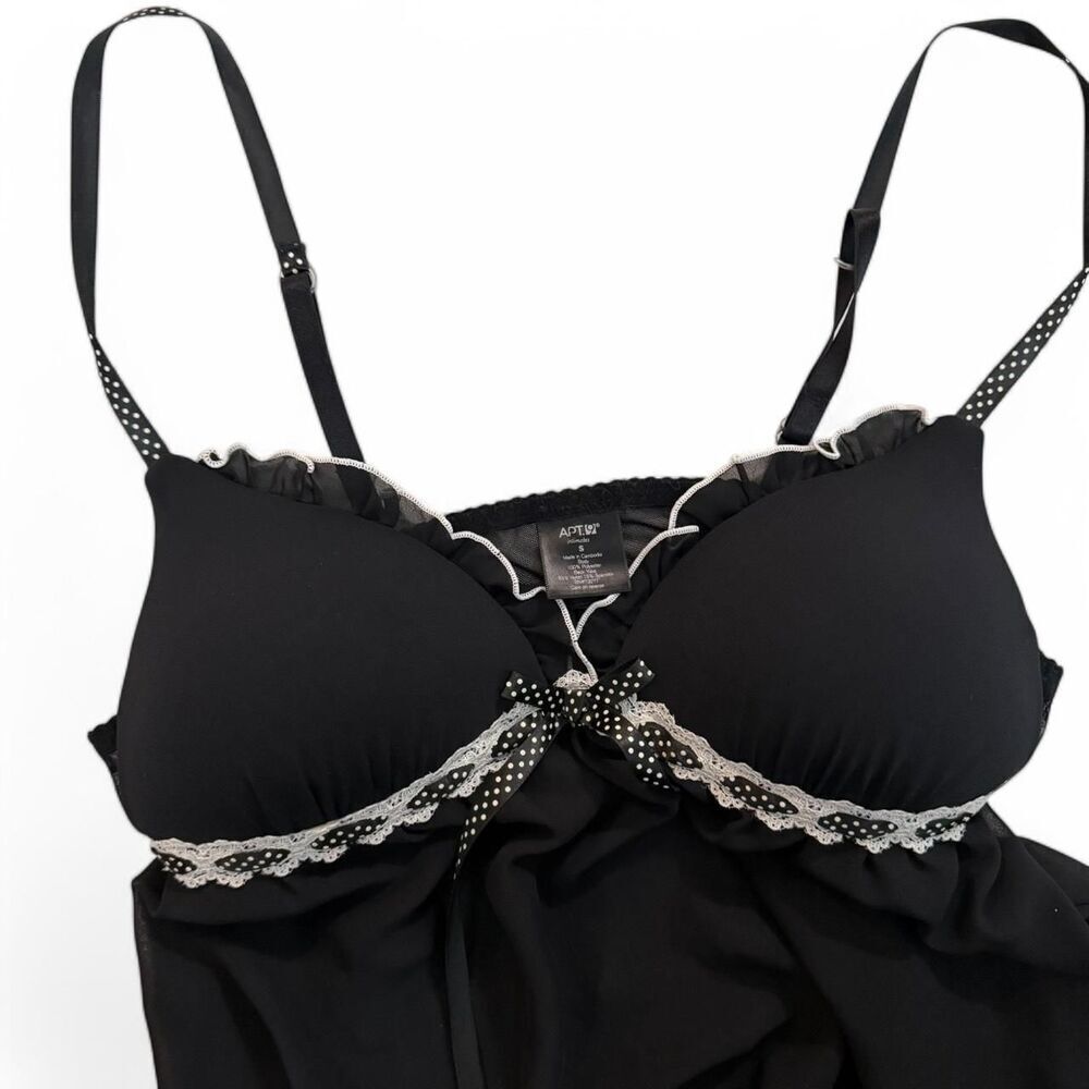 Black lace sheer babydoll top | Y2K Polka dots | Outerwear or Lingerie | S